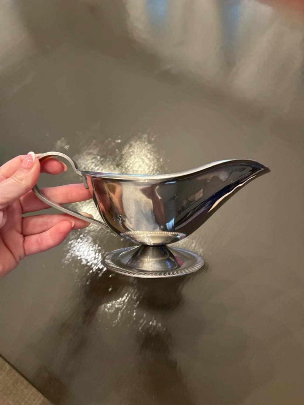 Silver Gravy Boat with Pedestal Base